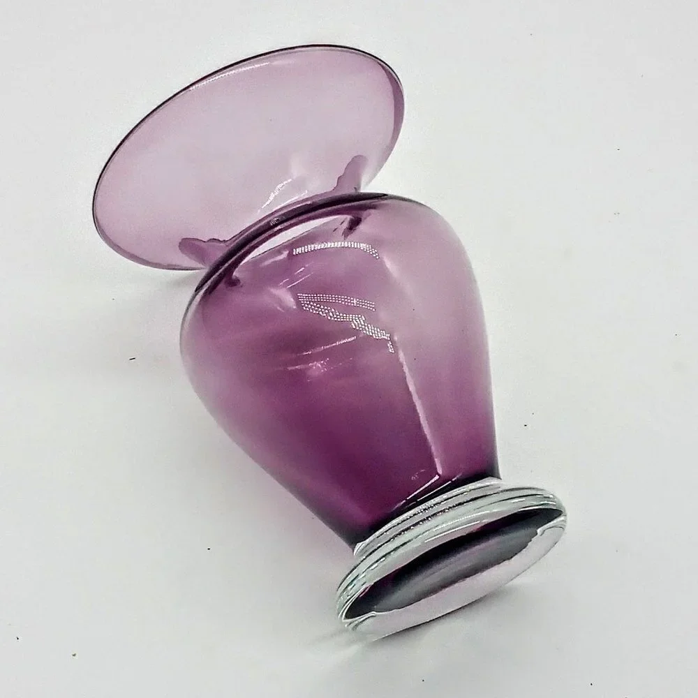 Amethyst Purple Clear Base Art Glass Vase
